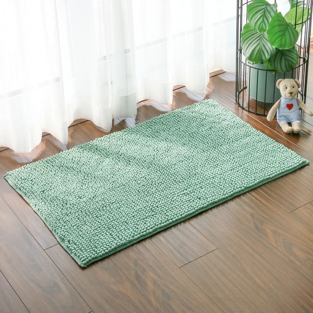 Chenille shaggy microfiber rug pure color latex back foot environmental protection non slip bath mat