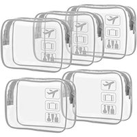 Quart taille PVC clair organisateur de stockage étanche voyage poignée de transport fermeture éclair 5 pièces pour trousse de toilette cosmétique conforme Mak