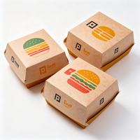 Boîte à hamburger en carton alimentaire pour la restauration rapide, emballage à emporter pour hamburgers, encre de soja, vente en gros
