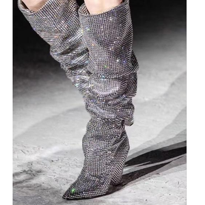 Hot Sale Women Full Rhinestone Pointed Toe <strong>Over</strong> the <strong>Knee</strong> <strong>Boots</strong> Women Bling Bling Crystal High Heel Long <strong>Boots</strong> - Product Image 3