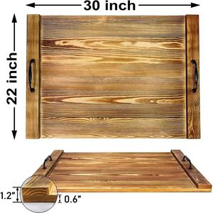 Plateau de cuisine en bois massif, rectangulaire, couvercle de cuisinière, plateau de service durable pour la cuisson et la présentation des aliments - Product Image 2
