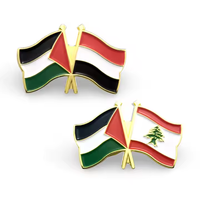Écusson à revers à motif drapeau croisé Liban Palestine Yémen, prêt à l'emploi, en stock, avec autocollants 3M