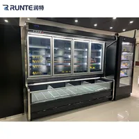 Équipement de réfrigération pour supermarchés, armoire combinée à double température, vitrine réfrigérée à porte vitrée, îlot congélateur