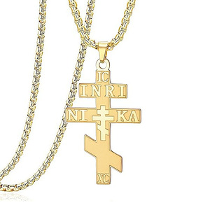 Collier en acier inoxydable avec croix orthodoxe russe IC XC <span class=keywords><strong>NIKA</strong></span>, pendentif croix orientale Jésus-Christ - Product Image 1
