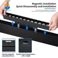 Système d'éclairage sur rail magnétique LED 48V avec interrupteur DIP, CCT réglable, spots, grilles, projecteurs et lampes murales, contrôle intelligent et dimmable