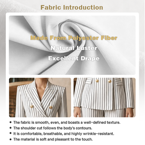 เสื้อเบลเซอร์ลายทางสำห<span class=keywords><strong>รับ</strong></span>ผู้หญิง ผ้าโพลีเอสเตอร์ แขนยาว ปกเสื้อแบบปกแหลม ติดกระดุมสองแถว เหมาะสำห<span class=keywords><strong>รับ</strong></span>ใส่ทำงาน ใส่ไปสัมภาษณ์ ใส่เดินทาง หรือใส่ไปประชุมบริษัท - Product Image 2