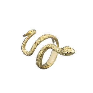 Anello di fidanzamento Vintage retrò 29mm in acciaio inox serpente Cast fascia da dito nuziale oro 18K e argento placcato - Product Image 6