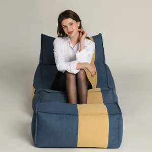 Oturma odası dikiş renk fasulye torbası recliners yetişkin taşınabilir beanbag kapalı kanepe recliner ayak-dinlenme