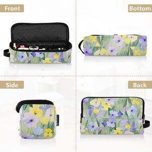 Bolsa de Cosméticos con Diseño Floral en Acuarela, Bolsa de Aseo con Cierre, Estuche de Maquillaje Portátil de Viaje con Asa - Product Image 4