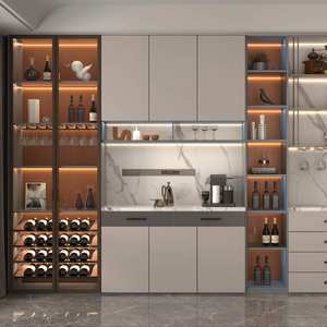 Étagère en bois Bibliothèque murale intégrée Personnalisable Salon Bibliothèque Panneau stratifié Cave à vin Meubles de salon Affichage - Product Image 1