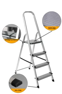 Gs Thuisgebruik Aluminium Huishoudelijke Ladder 4 Treden Vouwladder