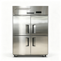 Congélateur vitrine 4 portes en acier inoxydable pour cuisine professionnelle, refroidissement par air, sans givre, Energy Star, dégivrage automatique, 830L, 0-10°C