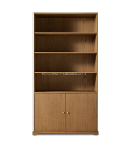 RH legno massello impiallacciatura scaffale regolabile pomello ottone libreria - Product Image 2