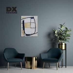 Art mural sur toile texturé 3D DX Designs, abstrait, bleu <span class=keywords><strong>marine</strong></span>, or, noir, géométrique, minimaliste, <span class=keywords><strong>peinture</strong></span> pour décoration <span class=keywords><strong>de</strong></span> maison moderne et luxueuse - Product Image 4