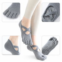 Chaussettes de yoga Pilates à cinq doigts pour femmes, fines, antidérapantes, pour la danse, le fitness et l'entraînement en intérieur