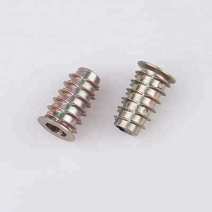 Inserts filetés en alliage de zinc galvanisé pour meubles, type D à tête plate M4 M6 M8, écrou d'insertion pour <span class=keywords><strong>bois</strong></span> - Product Image 1
