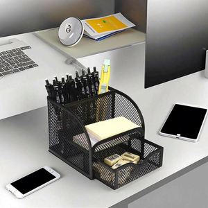 Mesh Marker Holder <b>4</b> Divided Compartments Office Makeup Brushes Holder Stationery Storage Home Office Supplies <b>Pen</b> Organizer - Product Image 4