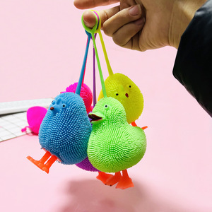 Jouet anti-stress lumineux en TPR souple en forme de poussin, balle rebondissante clignotante pour enfants, cadeaux - Product Image 1