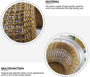 Jarrón de cristal de cáñamo para el hogar, florero de mimbre Rural tejido de lino para jardín - Product Image 3