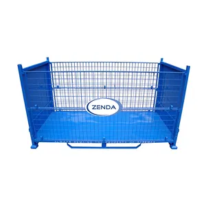 Boîte de rangement pliable professionnelle <span class=keywords><strong>ZENDA</strong></span>, capacité 1500 kg, en métal maillé durable pour entrepôt, 4 niveaux empilables - Product Image 1