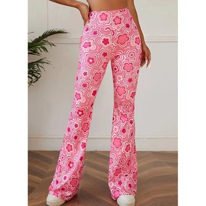 Sitio web independiente <span class=keywords><strong>para</strong></span> Europa y América: Pantalones <span class=keywords><strong>casuales</strong></span> acampanados de cintura elástica estampados <span class=keywords><strong>para</strong></span> uso diario transfronterizo - Product Image 3