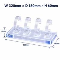 Présentoir à montres en acrylique Calic éclairé par LED, transparent, alimenté par USB, 4 emplacements, pour boutique, personnalisable, en gros