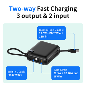 Nuevo Banco de Energía Inalámbrico 2026 C1057 de 10000mAh con Batería de Litio-Polímero, Carga Rápida de 20W, Cable Tipo-C y Carga para iPhone <span class=keywords><strong>LN</strong></span> - Product Image 5