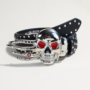 Cinturón de estilo punk para mujer, con hebilla de calavera grande y remaches exagerados, ideal para Halloween, estilo oscuro y dominante. - Product Image 5