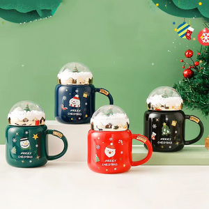 Tazas de cerámica de Feliz Navidad, <span class=keywords><strong>taza</strong></span> de café de vientre <span class=keywords><strong>grande</strong></span> con cubierta de árbol de Navidad, regalo personalizado - Product Image 1