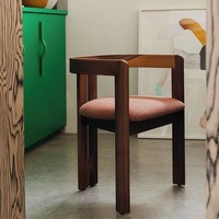 Chaise de salle à manger de style italien JP, couleur noyer, cadre en bois massif, chaise de salle à manger de jardin d'hôtel avec coussin