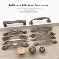 Poignées de tiroir en alliage de zinc bronze rouge de style antique chinois, en forme d'arc, pour armoire et meuble, boutons de meubles vintage