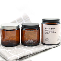 Pot en verre ambré cosmétique de 100 ml rond petit vide 50g 60g 100g crème pour le visage avec couvercle Unishell