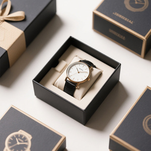 Scatola orologio in cartone nero con imballaggio regalo personalizzato elegante di lusso con laminazione opaca e goffratura fornitura diretta in fabbrica - Product Image 3