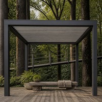 Pergola bioclimatique en aluminium à toit à lamelles, étanche, avec télécommande, pour terrasse de jardin moderne