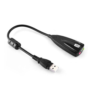 SoundCard USB Virtual 7.1 Stereo <span class=keywords><strong>Audio</strong></span> Mic Headphone kabel adaptor hitam putih - Product Image 1