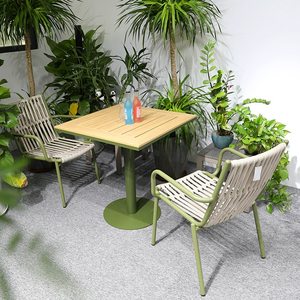 Chaise de jardin moderne en aluminium vert avec corde à séchage rapide et durable pour les repas en plein air, les parcs, les cours et les fermes. - Product Image 6