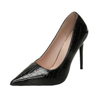 Escarpins à talons hauts en cuir verni motif crocodile, à bout pointu et talon aiguille, pour femmes, formels, pour le bureau et les soirées, supportant OEM ODM