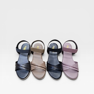 Stylish Women Beige Wedge Heel <b>Sandals</b> Elegant Cross Strap Slip On Design Soft Cushion Lightweight Open Toe Casual Shoes - Product Image 6