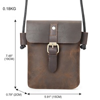 Echt Lederen Gekke Paardenleer Lichtgewicht Mobiele Telefoontas Voor Heren Crossbody Schoudertas