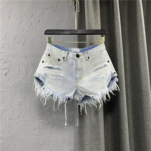 Sexy Low Waist Denim Shorts Women's Summer Ripped Pants 2021 New Korean Style Loose Hole Jeans Wide Leg Short Pants