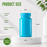 Flacon en plastique PET pour comprimés, sans BPA, 100 cc, avec bouchon fileté scellé, pour emballage de produits nutraceutiques