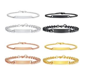 Nouveau cadeau d'anniversaire à la mode Bijouterie en acier inoxydable plaquée or 18 carats <span class=keywords><strong>Bracelet</strong></span> pour hommes et bébés <span class=keywords><strong>avec</strong></span> nom gravé sur mesure pour femmes - Product Image 2