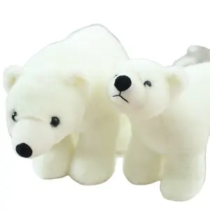 17เซนติเมตรโปรโมชั่นที่กำหนดเองสีขาวตุ๊กตาหมีขั้วโลกสัตว์ของเล่นที่มีผ้าพันคอสีแดง