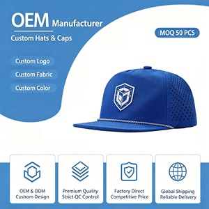 Casquette de sport en nylon imperméable à 5 panneaux avec logo personnalisé, découpe laser, ajustée, avec cordon, pour femmes et hommes, été - Product Image 1