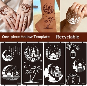 ชุดลายฉลุสัก<span class=keywords><strong>ลาย</strong></span>ชั่วคราวแบบใช้ซ้ำได้ 16 แผ่น <span class=keywords><strong>ลาย</strong></span>พระจันทร์และดวงดาว สำหรับผู้ใหญ่และงานเทศกาลริมชายหาด - Product Image 2