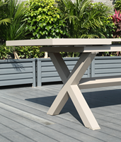 Ensemble de table extérieure en plastique et bois extensible, durable, résistant aux intempéries, pour terrasse, jardin, salon, salle à manger, 6-8 personnes