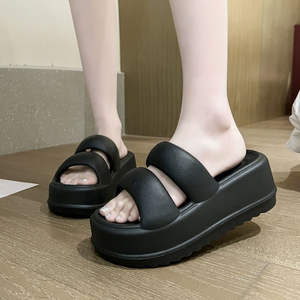 נעלי פלטפורמה לנשים, סנדלי EVA להנעלה קלה, לשימוש פנימי/חיצוני, סוליה עבה, קצה פתוח, נושמות, מגביהות גובה, אופנתיות, לסתיו - Product Image 3