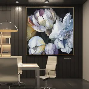100% pinturas artesanais de alta qualidade para sala de estar, pintura abstrata de flores, pintura a óleo