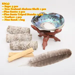 Großhandel Bundle Weihrauch White Sage Smudge Sticks Palo Santo Abalone Shell Stativ ständer