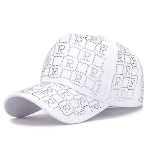 Mới phong cách Hàn Quốc của phụ nữ tất cả các trận đấu Ins <span class=keywords><strong>Net</strong></span> Màu Đỏ dù để che nắng cap đầy đủ nóng Rhinestone thư 'r' báo rô mô hình bóng chày - Product Image 6